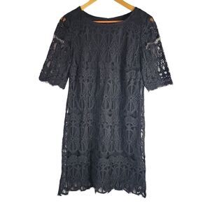 Ronni Nicole BLACK  poly lace  shift Dress